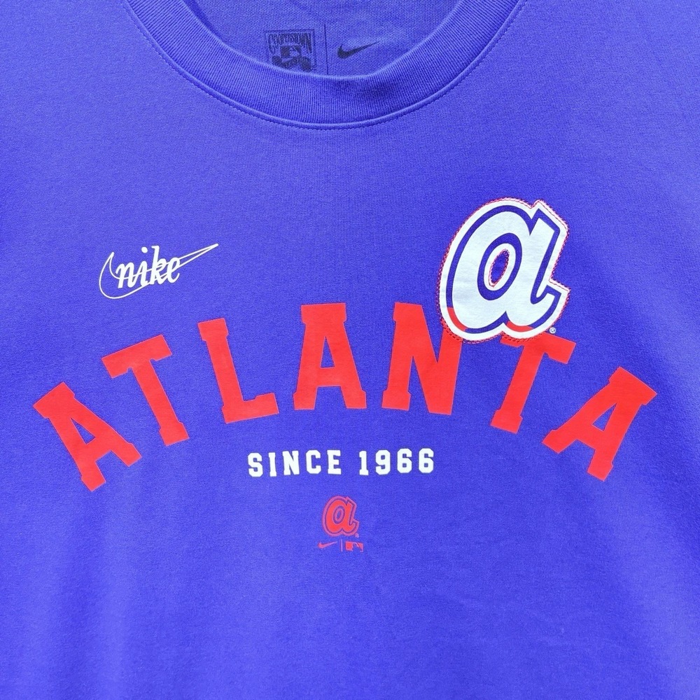 Nike Atlanta Braves Baseball Club T-Shirt Men's XL Blue Red Cooperstown MLB - Picture 11 of 12